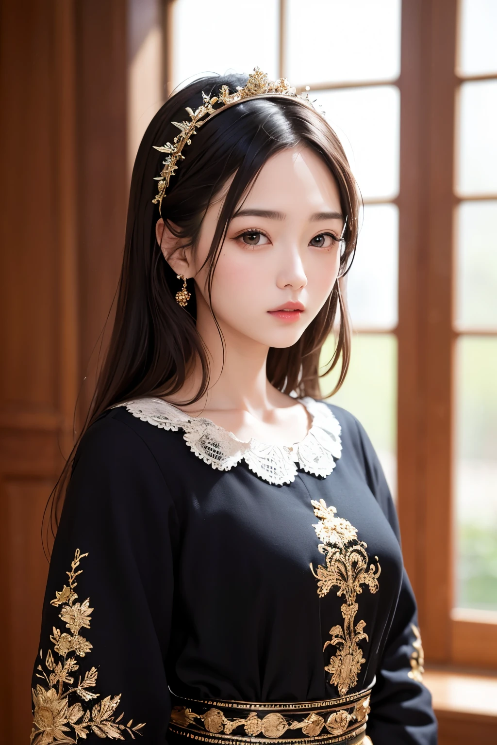 (masterpiece, Highest quality、Everything is beautifully detailed),one person&#39;s, alone, Black-haired, scarf, Have, Realistic, Realistic, Looking at the audience, Light-coloured black eyes, Short brunette short hair 1.6,Attractive winter clothes, White headscarf, Beautiful Lips, Plein Air, Mouth closed, Upper Body、Big eyes、eyelash、((Beautiful scenery of sparkling snow))、(((bangsのあるショートヘア、bangs、Shiny Hair、Big eyes、large full chest、Highlights the eyes、Gazing at the audience、Beautiful beauty、Listen carefully、Long neck、Very happy smile、laugh、口を閉じてlaughください、Ideal body type、A pure, cute and attractive beautiful woman)))、{Huge|big|Hugeな|Mega} chest:2, chestの谷間:2、