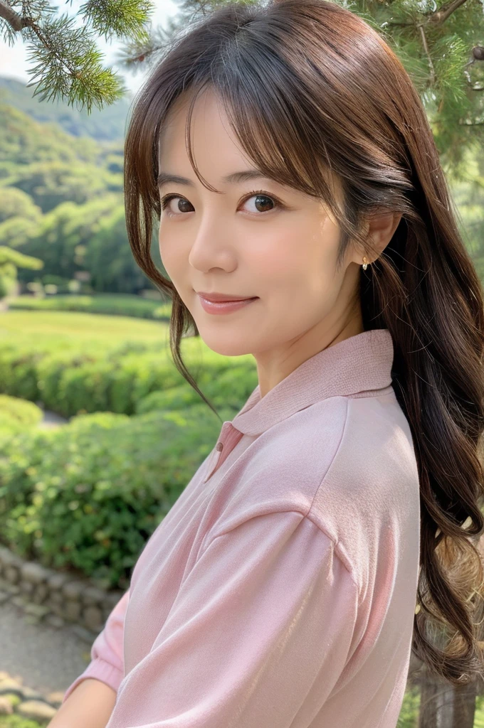 ((Highest quality)), ((masterpiece)), (detailed), Perfect Face,Japanese,landscape,Mature Woman,Upper Body,F Cup