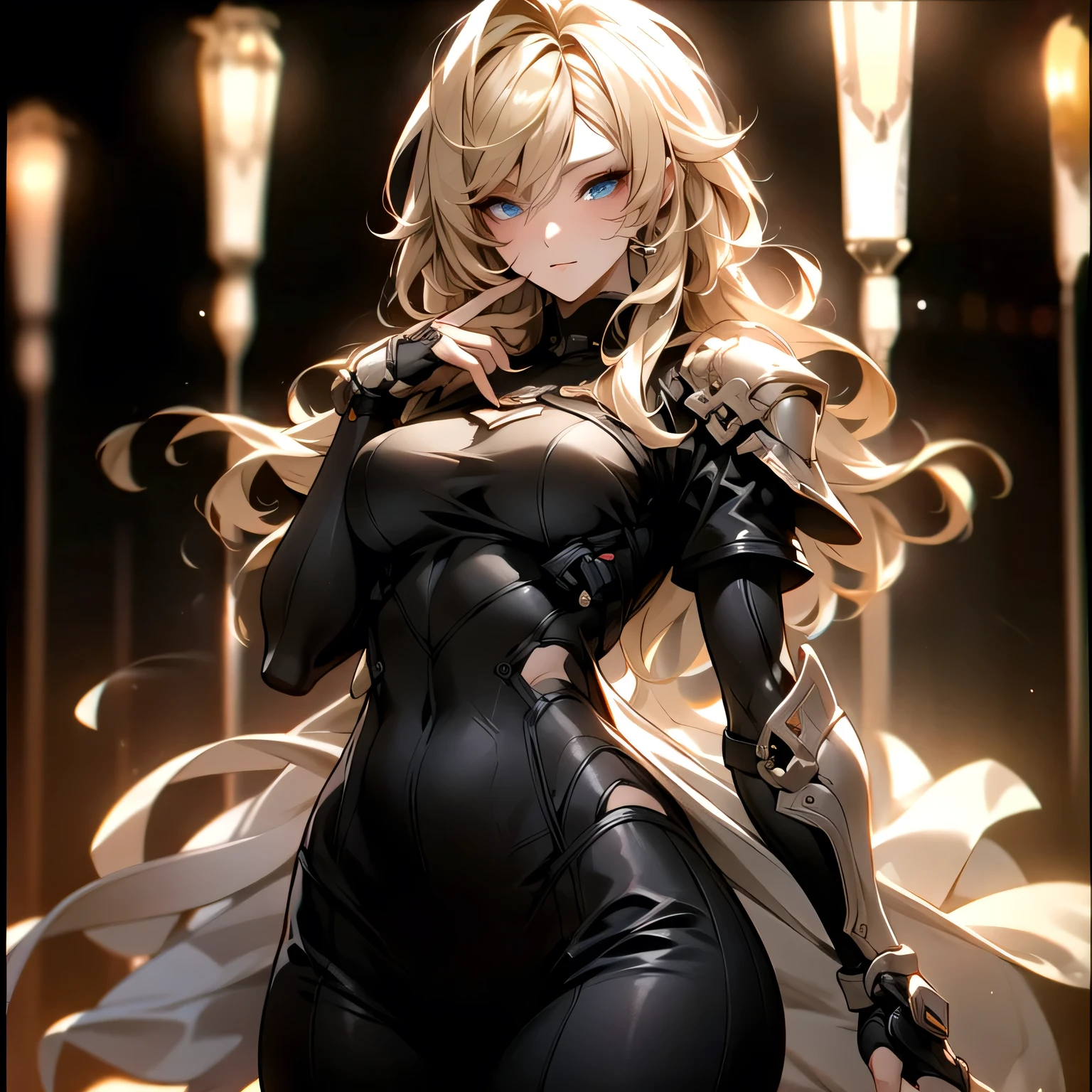 (best quality)), ((Masterpiece)), (details:1.4), 3d, HDR (high dynamic range), an image of a beautiful cyberpunk female, Blonde hair, Curtain Bangs, Golden eyes, hips up, จมูกโด่ง, ปากแดง, หน้าอกใหญ่, nvidia RTX, PBR surface, After processing, Anisotropic filtration,depth of field, Maximum clarity and clarity, multi-layered surface, Subsurface scattering, perfect proportions, 8K raw files, ultra detailed, Perfect proportions, volumetric lighting, soft lighting, Holy Paladin, Heavy red Armor, glossy skin, street background, jewely, ต่างหู, นิ้วมือสมบูรณ์,