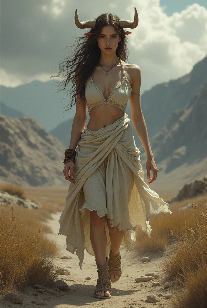 Creat the picture of Io
A victim of Zeus's love. Io is exiled from her home because Zeus wishes to deflower her. Transformed into a cow, she wanders the earth awaiting salvation. Io is seen as a parallel to Prometheus: though she suffers, in the end she will be freed and rewarded. Her descendant will free Prometheus, bonding their fates together. As the only human, despite being technically bovine, in the play, Io ties the cosmic conflict of gods to known human history and geography as Prometheus documents her wanderings and the future of her offspring.