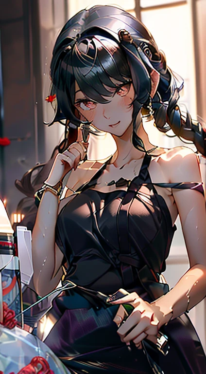 girl　Baby Face　Waistline　barefoot　Nipples　Thighs　Playboy Bunny　Fake rabbit ears　smile　blush　Hotel room　Love juice　Sensual　Provocative　whole body　Spread your legs　low length　Red High Heels　careful description　In-depth delineation　night　Seductive　Looking up