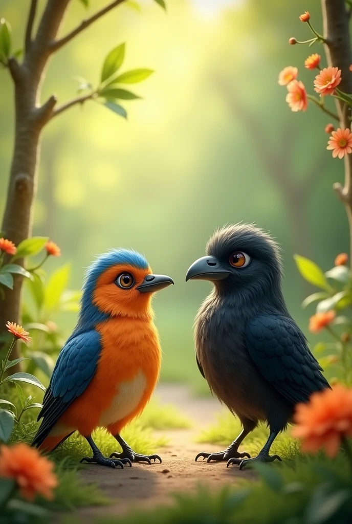 A bird talking with crow