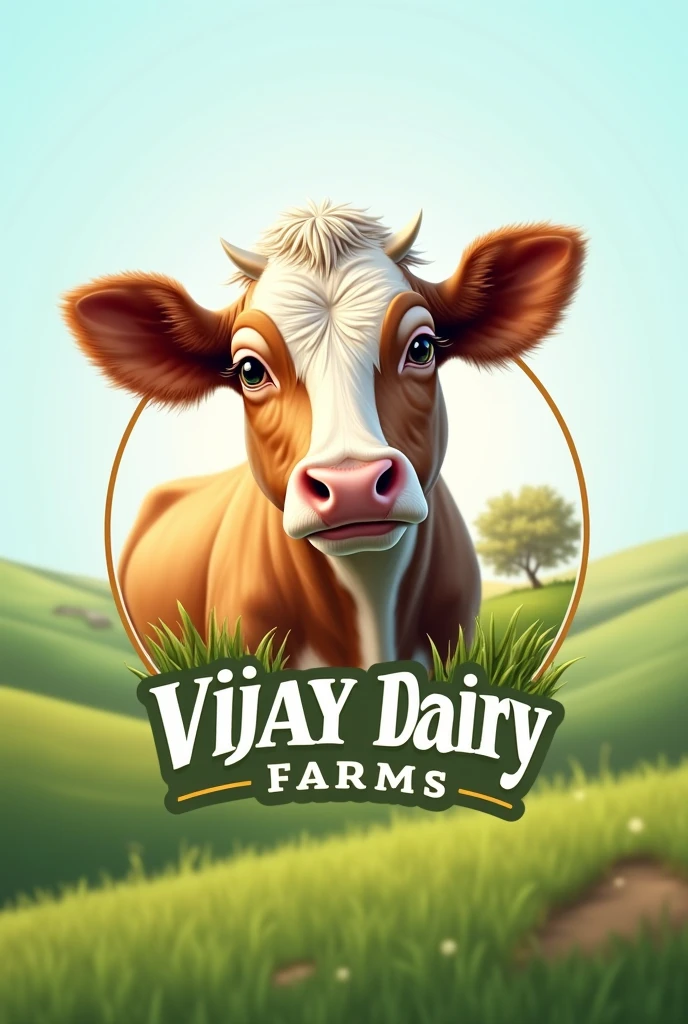 use one HF cow make a diary farm  logo with Vijay dairy farms label
