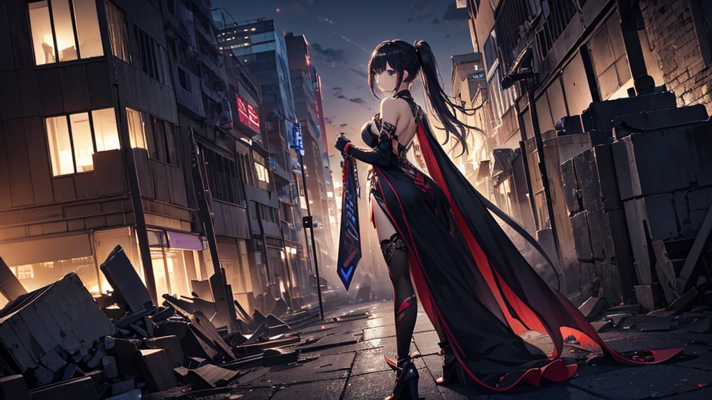 anime girl walking down a street with a sword and a bird, Krenz Cushart e Wenjun Lin, digital arte de anime cyberpunk, Krenz Cushart e Artem Demura, arte cyberpunk de anime, cyberpunk digital - arte de anime, arte de anime cyberpunk, obras de arte no estilo de guweiz, melhor papel de parede de anime 4k konachan