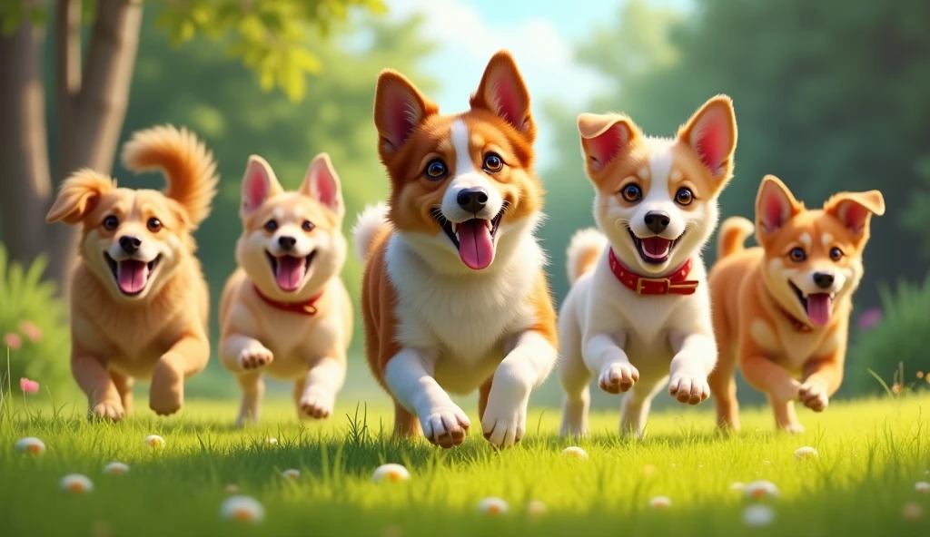 Dogs like to fetch, they love to race,
They’ll greet you with a happy face.
They dig in the yard, they roll in the grass,
Every moment with them is a blast.