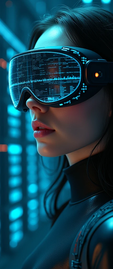 (masterpiece:1.2,Distinguished Quality,Mirror-like,Cinematic Experienc),8k,wallpaper,Ray Tracing,(woman),Are standing,(美しいwoman,sexy),(Wearing futuristic cyber goggles:2.0,Data displayed on goggles:2.0,Detailed drawing of goggles:2.0),(A face with attention to detail,Detailed skin texture,Beautiful Skin),(Looking into the camera),(front),(Face close-up:2.0),(Server puncture:2.0),(The background is a wall of data:2.0),(Glossy lips:1.5)
