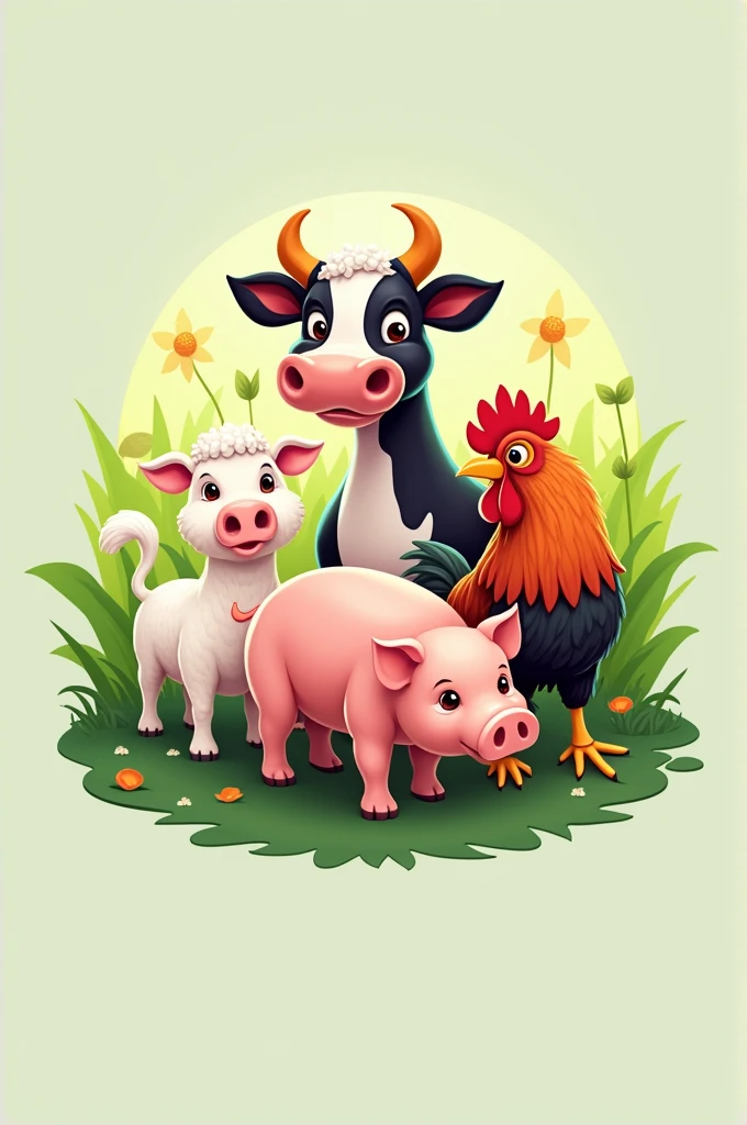 make a logo for farming business with using all forming animals and use Khushi sanchari level