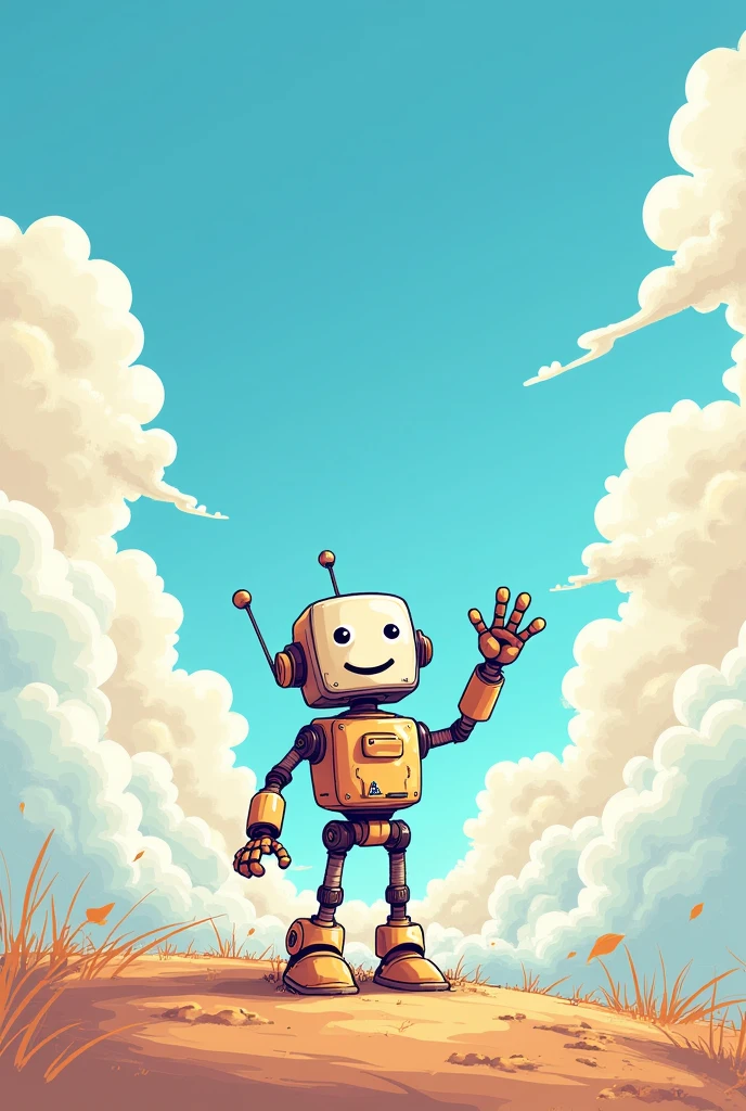Sky,roboT,Joyful,Line structure,Waving,Sketch Style,