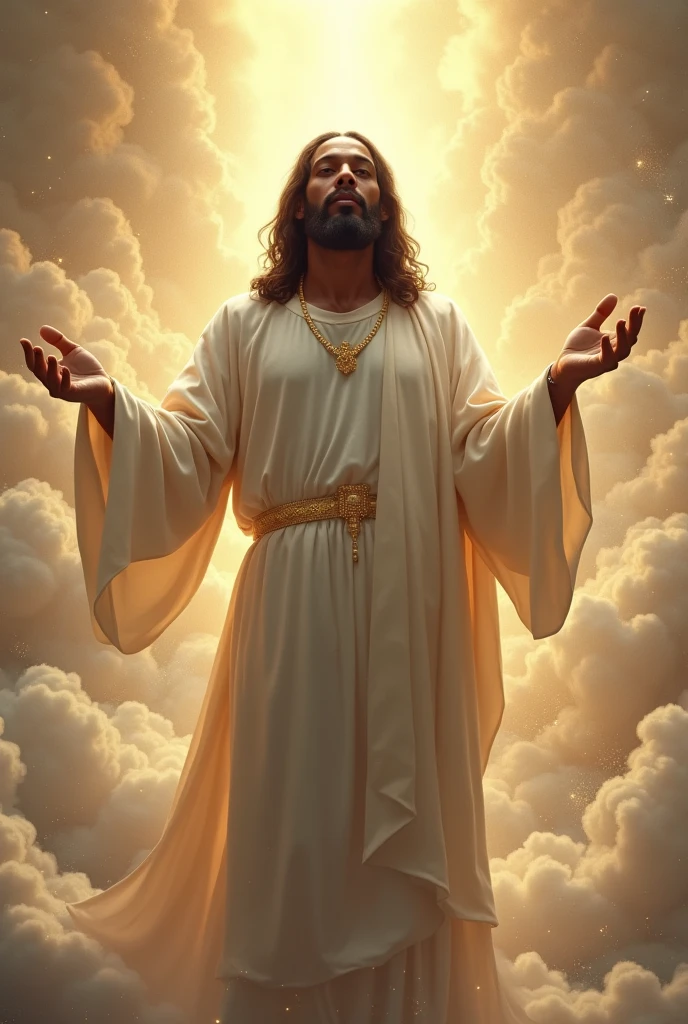 Black Jesus blessing in heaven 