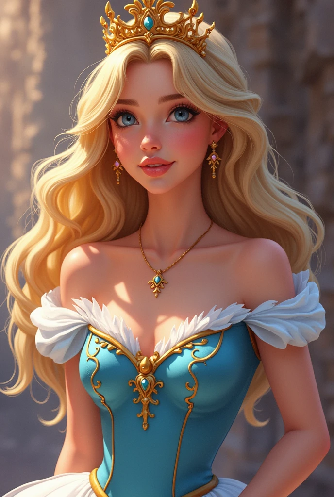 Make a picture of a very beautiful princess who wants to make love.