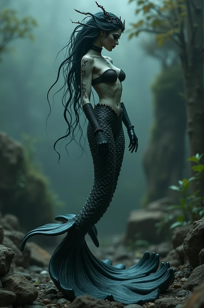((best quality)), ((masterpiece)), (detailed), dark siren mermaid full body