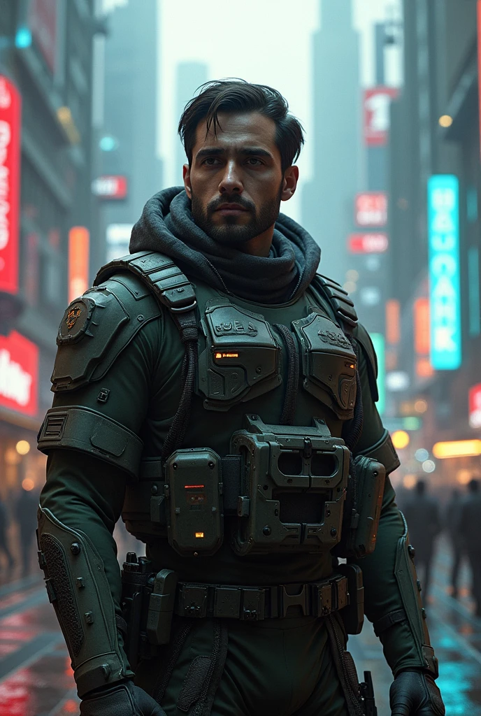 Pakistani soldier in cyberpunk