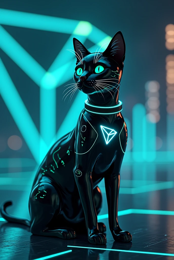 Cat: Picture a sleek, futuristic cat, possibly with fur patterns that mimic the TRON aesthetic—glowing blue and green lines integrated into its fur. The cat is wearing a collar with the $SUYA logo, which glows brightly, symbolizing its connection to the blockchain.
Background: The scene is set in a TRON-inspired digital space with a grid-like background. The TRON logo is prominent, perhaps as a large structure or a holographic display in the distance.
Additional Elements: Light trails, energy orbs, and digital effects surround the cat, emphasizing its importance within this TRON universe.
With logo of $SUYA