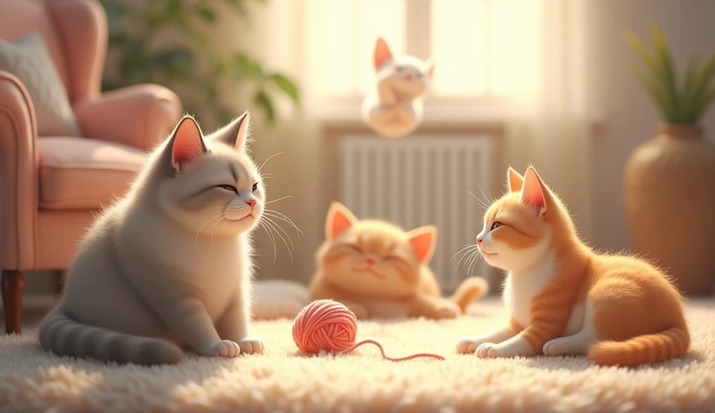 Cats are quiet, soft, and sweet,
They purr and curl up at your feet.
They chase the yarn, they jump so high,
Watch them leap and touch the sky.
