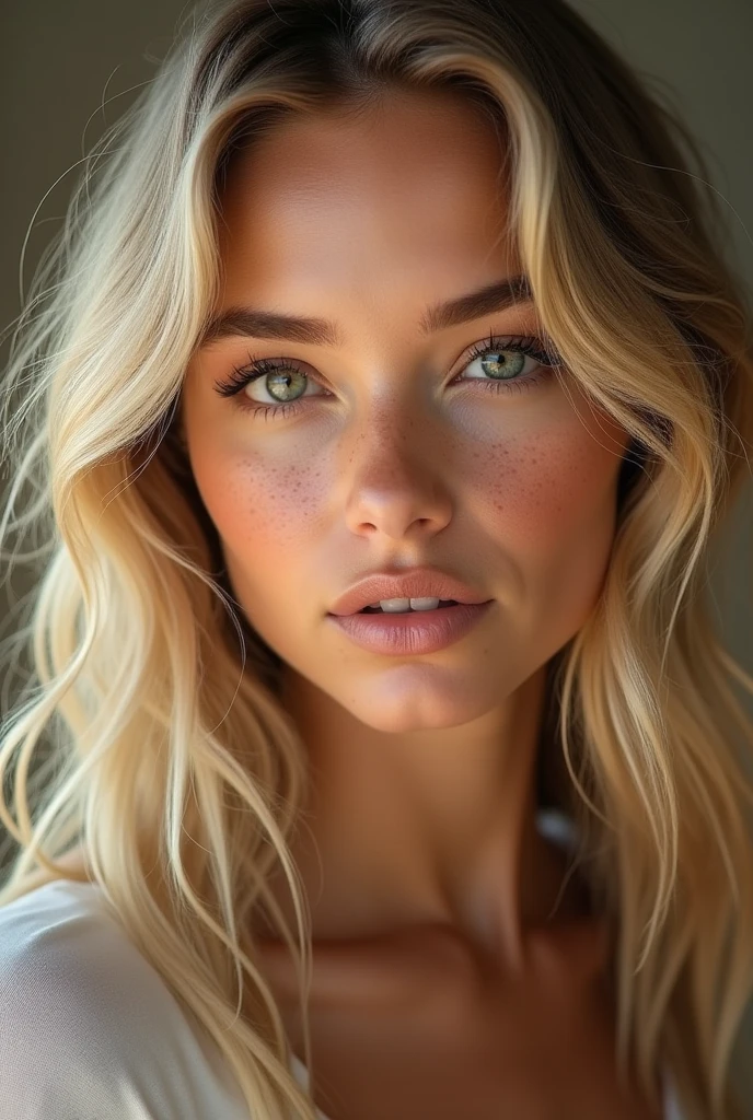 Je veux une femme blonde environ 30 avec des taches de rousseurs et denuder