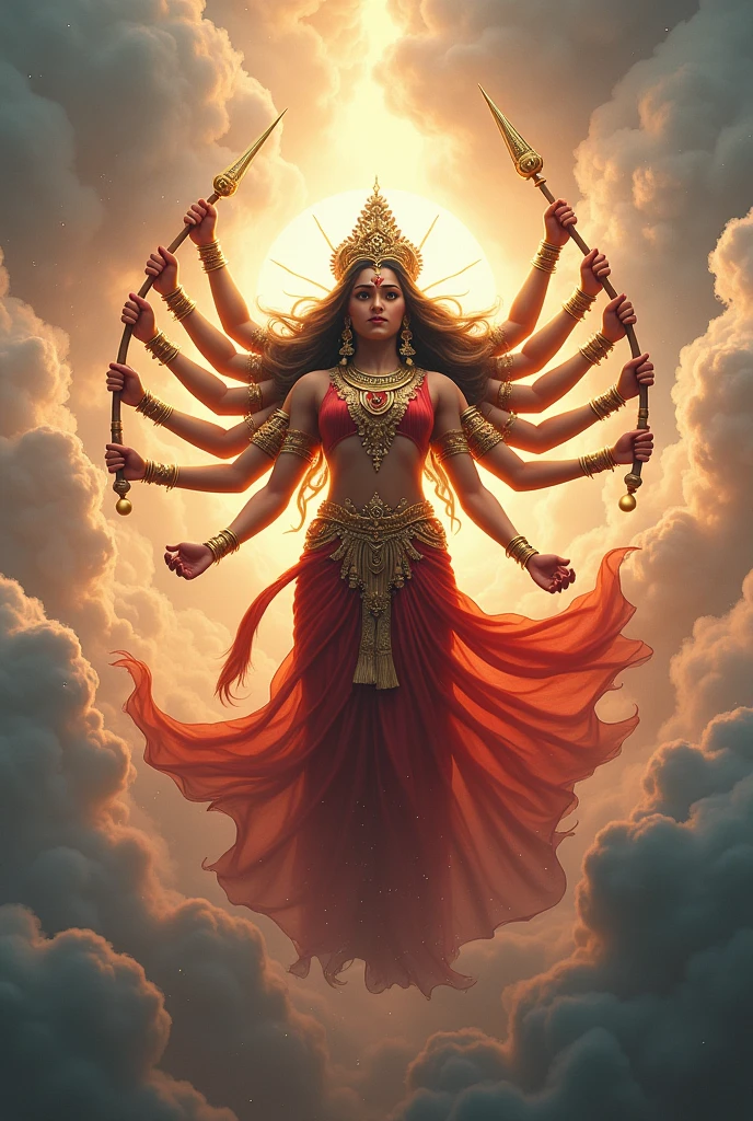 Maa durga fly on the sky