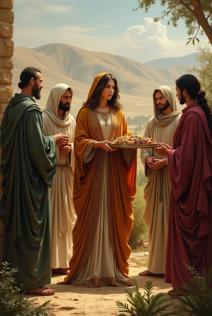 Abigail is a beautiful and wise Hebrew woman and the wife of Nabal, a rich and evil man in the Bible.. Abigail is ordering her servants to bring food to David