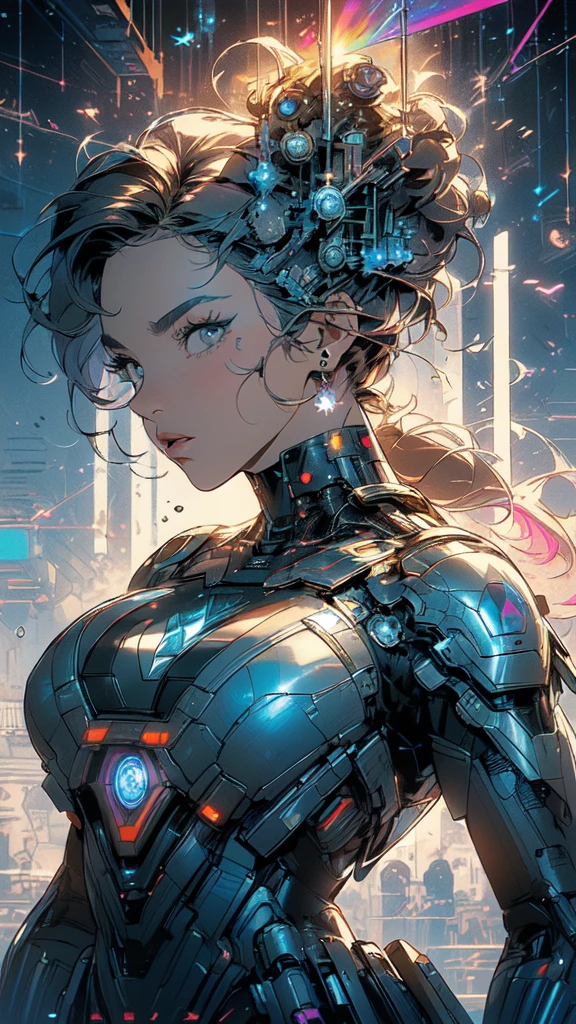 (((masterpiece, highest quality))),(((solo:1.2))),(((1girl:1.2))),32k wallpaper, very detailed, poster, vintage science fiction,(((((geometric cinematic movie poster))))), ((((bauhaus)))),(((abstract))),((((mid century modern)))),(((((portfolio))))),(((((Close-up))))),(((((bust up))))),((((more various angle)))),(((highlight))),(((complete. detailed face))),(((Extremely talented))),(((most complecated machine))),(((Overall colorfully))),((((((Absolutely simple background)))))),(((((detailed futuristic machine))))),(((Cleavage))),(((marvel super heroes))),(((rainbow color scheme)))