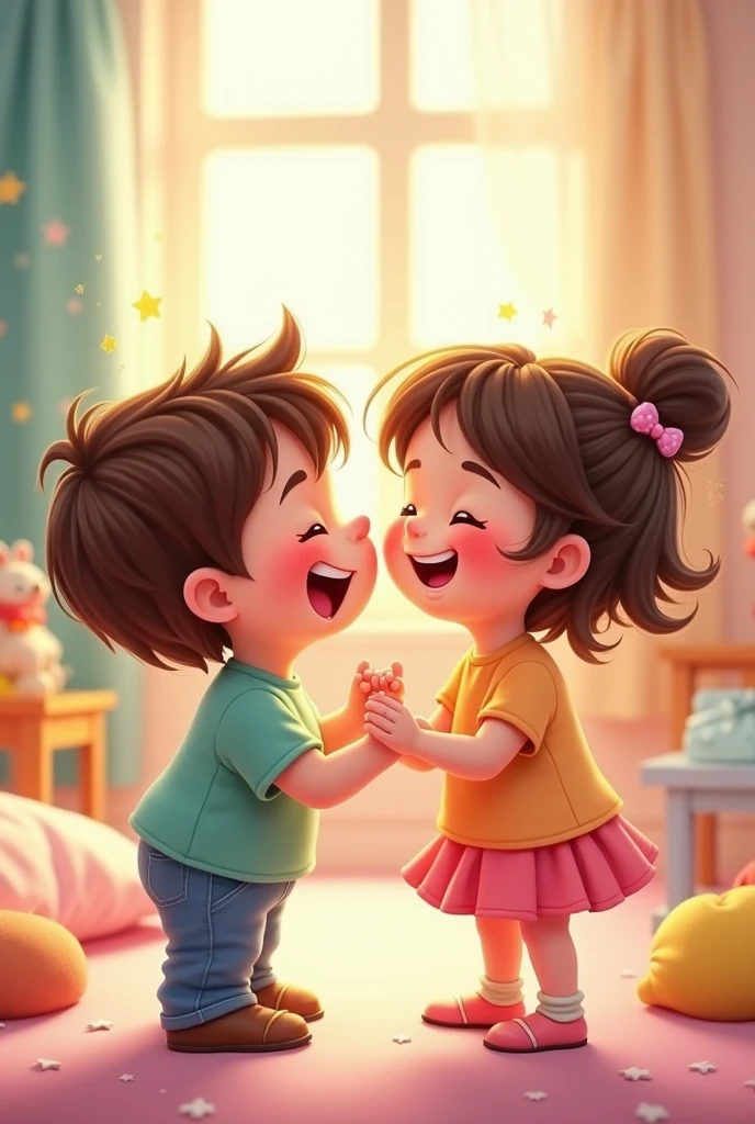 Very Hungry boy licking girl's cheeks.. Make them smaller and cuter
