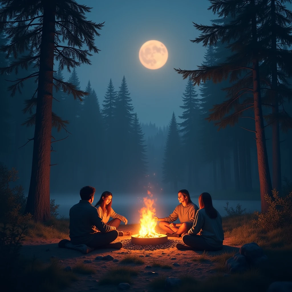 campfire, Moonlight Forest, warm, Comfortable