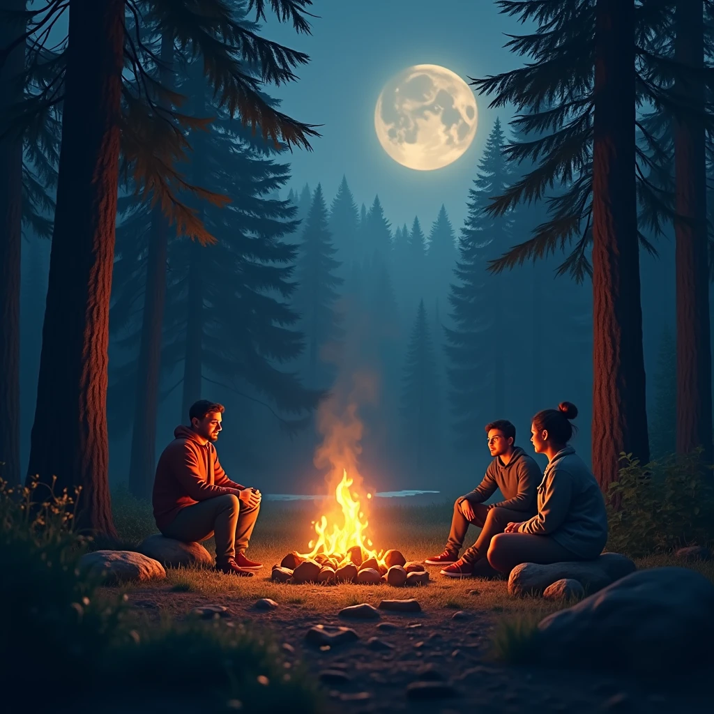 campfire, Moonlight Forest, warm, Comfortable