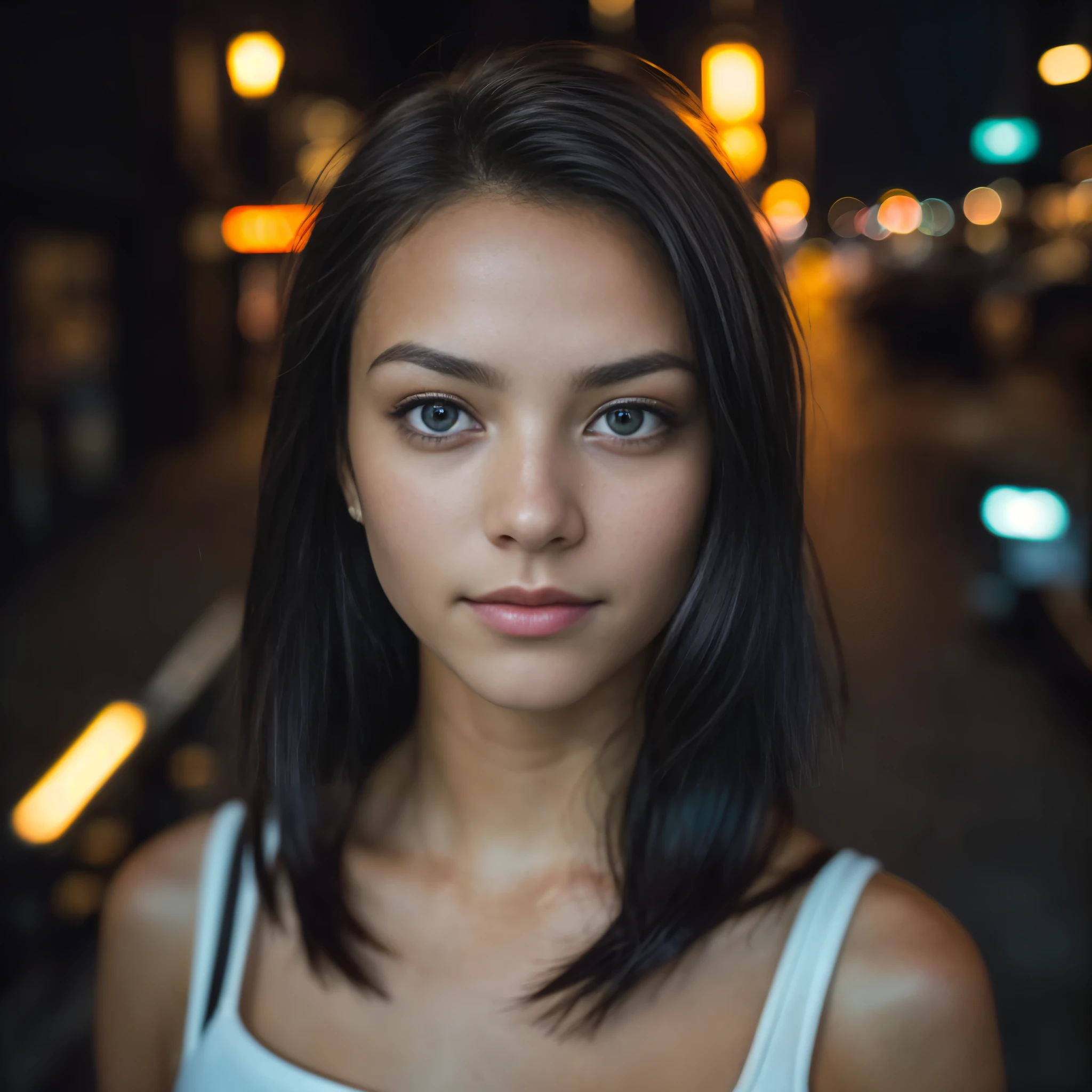 (taking selfies, overhead view: 1.4), (straight half of the torso: 1.4), Portrait photo of a 2 french girl in RAW UHD format (Blue-eyed woman) Walk down the dark alley, night city, Details (textures! , Hair! , glistering, Color!! , imperfections: 1.1), highly detailed glossy eyes (looking at the camera), DSLR Lighting, SLR camera, Ultra-Quality, sharpness, Depth of field, Film grain (Downtown), Fujifilm XT3, Crystal clear, Frame Center, beatiful face, sharp-focus, street lamp, neon lighting, bokeh (dimly lit), night time, (night  sky), detailed skin pores, oilly skin, suntan, Complex eye details