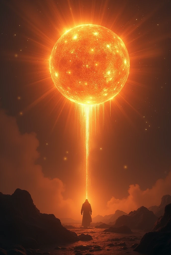 ,This light cuts through the surrounding  darkness, ball of fire,came to earth from the skyilluminating the scene.
