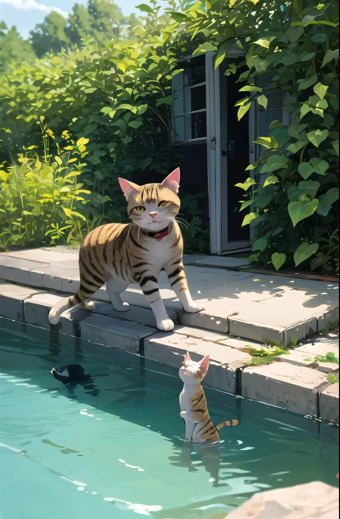 Cat,water,scared,nature