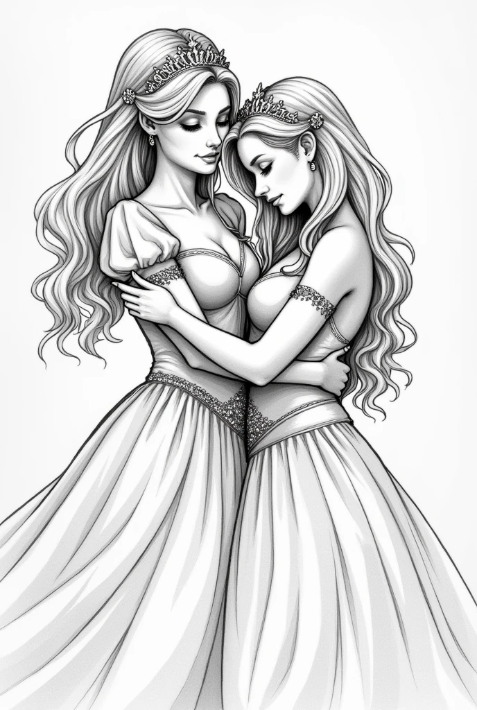 Draw a picture of a princess raping her female friend.
