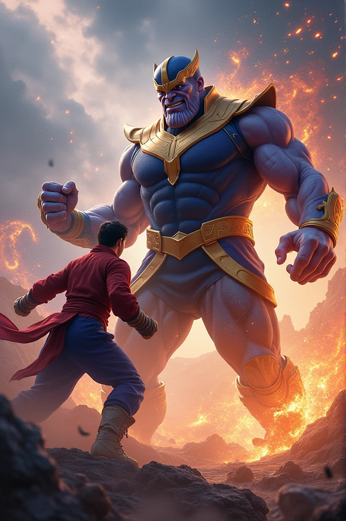 Xiao yan is fighting with thanos