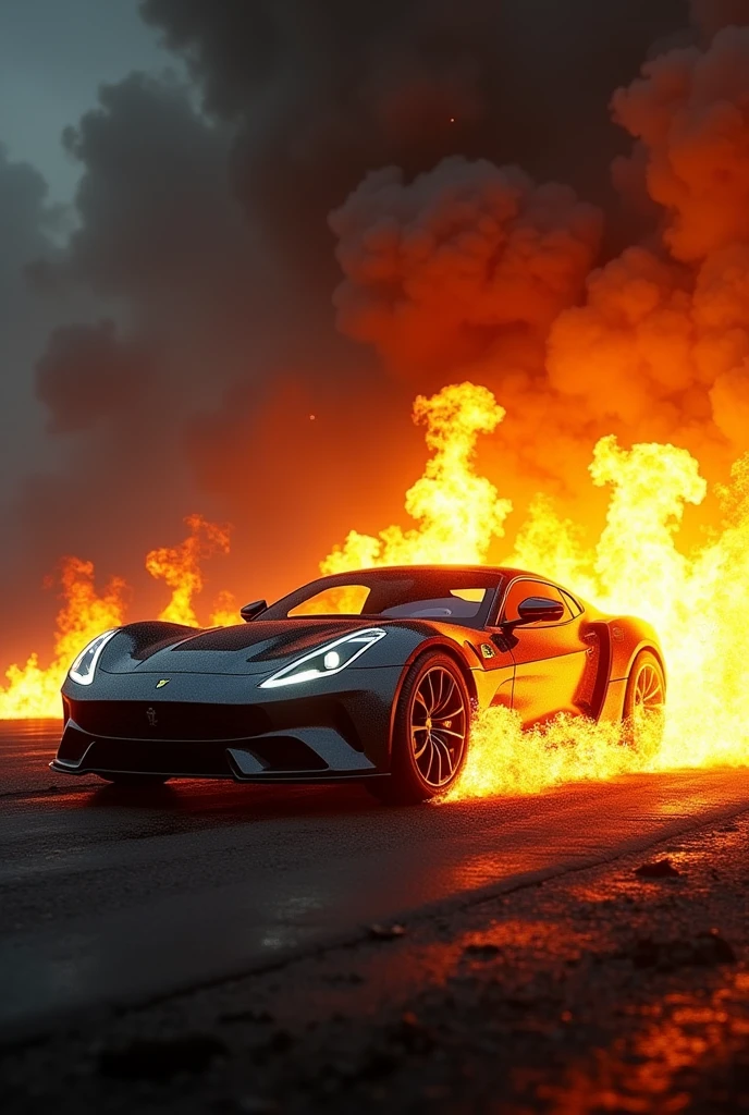 A car with fire