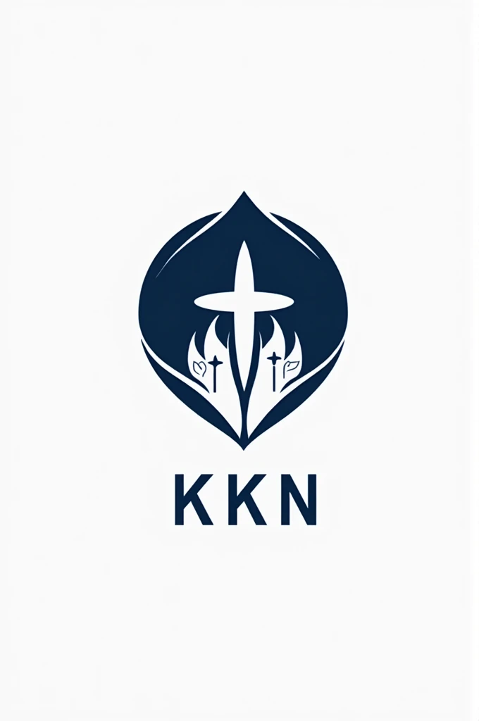 Design a simple and elegant logo for the IAIN Kudus KKN 2024 program. The theme is 'Moderasi Beragama dan Bermasyarakat'. Utilize navy blue and white colors, and subtly integrate traditional Central Javanese batik patterns into a clean, modern design.