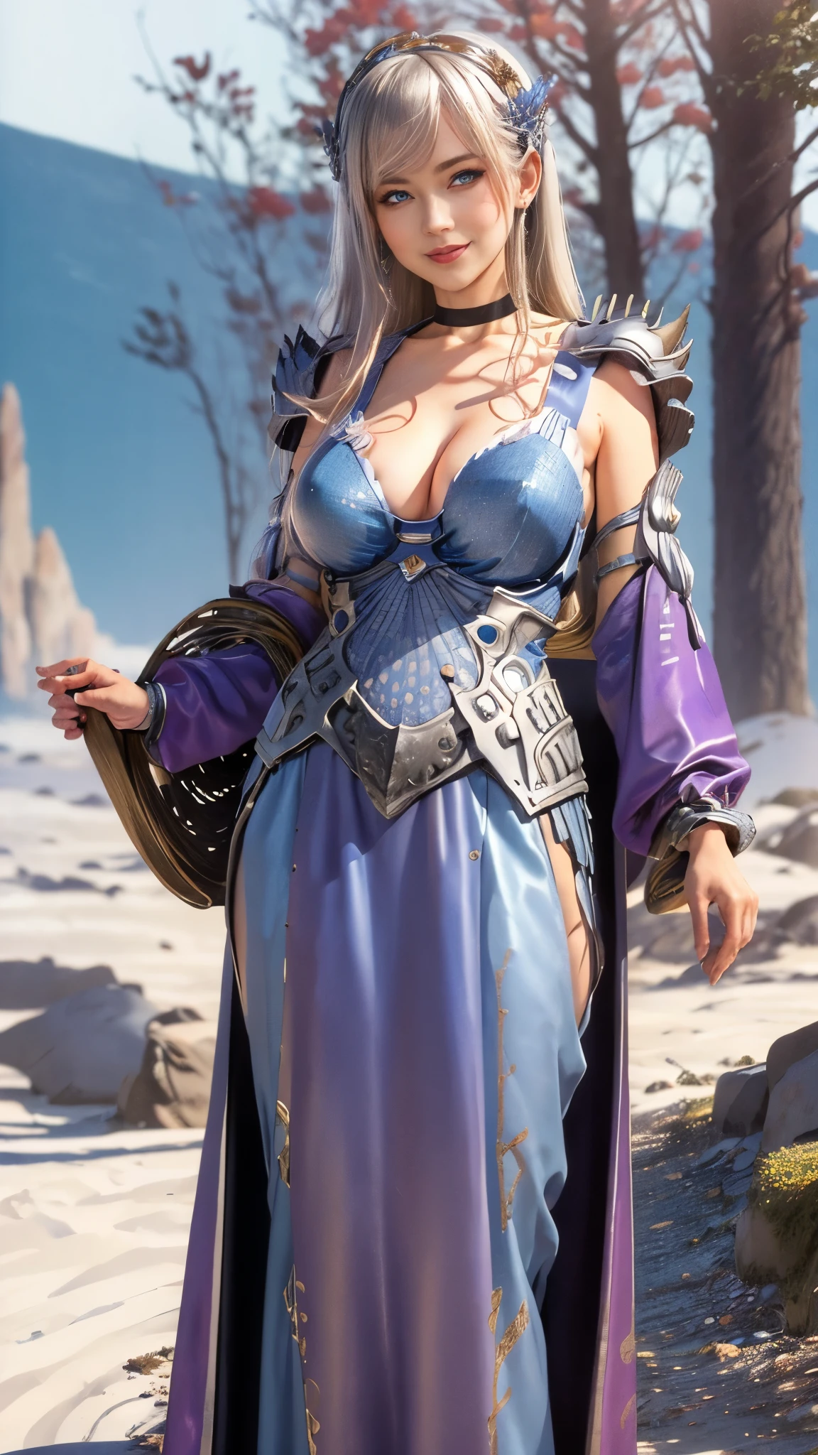 (best quality,4k,8k,highres,masterpiece:1.2),ultra-detailed, 1woman, polish goddess Dzidzilelia, AvaAdams, pale skin, grayish blue eyes, matronly dressed in brown gown, wide hips, large ample breasts swollen with milk, dark blond hair worn up, kind eyes, looking at viewer compassionately, loving smile on face, drawn in the style of Yoshitaka Amano, HDR, 8k, absurdres, cinestill 800, sharp focus