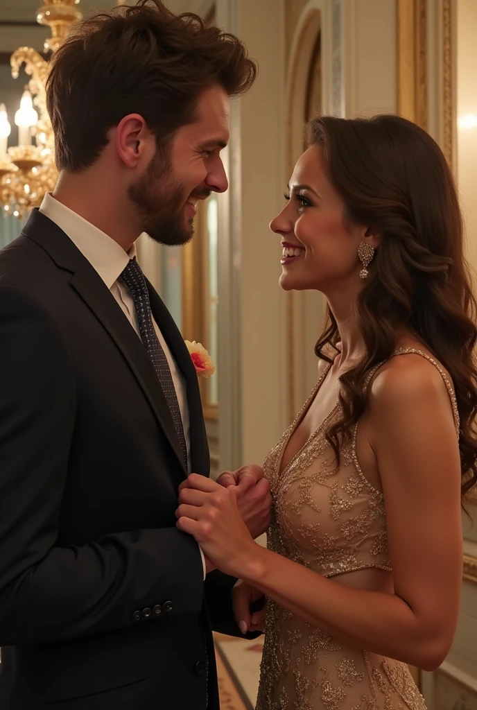 A man wants to enjoy eating a well-dressed woman