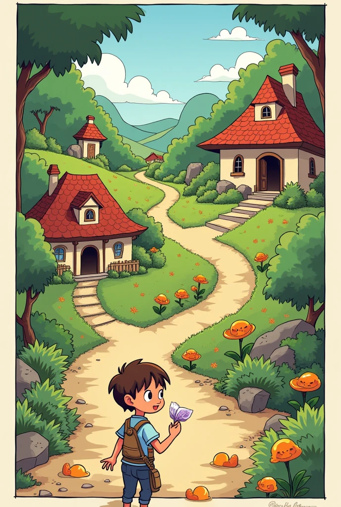 Draw a light comic for a fairy tale "Hanz in luck"