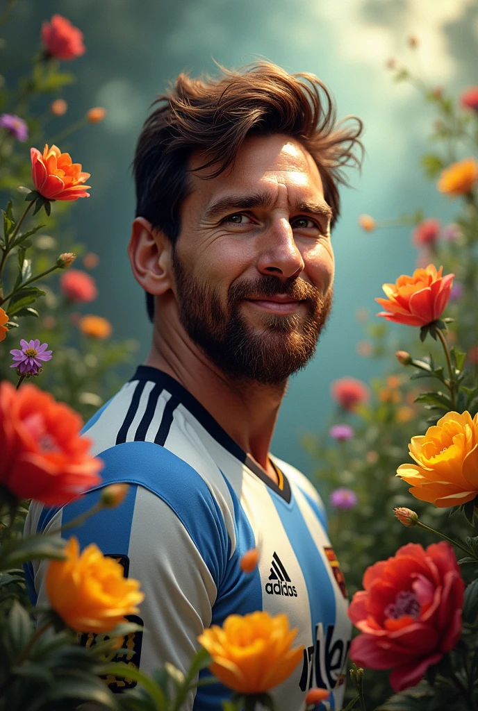 Messi with some flower