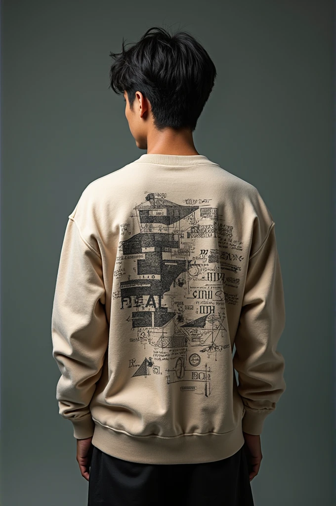 Mature colour sweatshirt. Back of the sweatshirt there needs to be 12a and mathematics formula, grammar, algebra, numbers. 