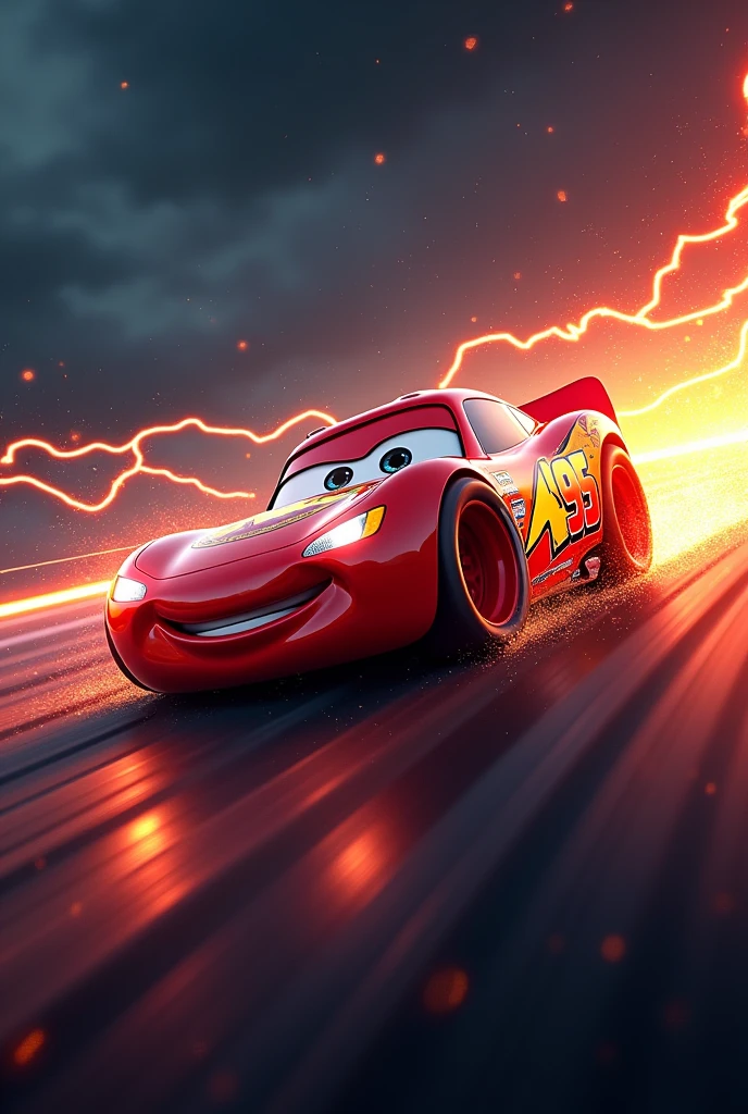 "I want a banner for my Kick channel called Rayoh that is 1280x700 pixels. The banner design should be aligned with the visual identity of the logo and profile photo that I already described., Inspired by lightning and elements of the character Lightning McQueen from the movie Cars.
Lightning must be the central element, stretching from one side of the banner to the other, as if I was crossing at high speed. This ray must be bright, with sharp edges and light details, transmitiendo dinamismo y energy. The feeling of speed is key, so you can add details like sparkles, speed lines, or even tire marks that give the impression that the lightning is burning the track.
The name Rayoh must be integrated into the design, located in a prominent place but without interrupting the flow of the ray. The typography must follow the same style as in the logo, evoking speed and action. The main color should be red, complemented with touches of yellow and other colors reminiscent of Lightning McQueen, as a background in dark or metallic tones that highlight the shiny elements.
besides, I would like you to include details that remind you of a race track or a road., but in an abstract way so as not to overload the design. This could be at the bottom of the banner, with soft lines that suggest movement without diverting attention from the beam.
The banner should be visually striking, combining speed, energy, and a subtle tribute to Lightning McQueen, while remaining unique and specific to the Rayoh channel. Quiero que los espectadores sientan la emoción y la energy del rayo al mirar el banner, with a modern and clean design that reflects the identity of the channel."
