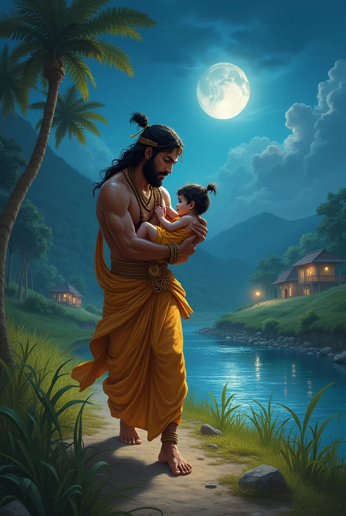 Vasudev reached Gokul with Newborn Krishna