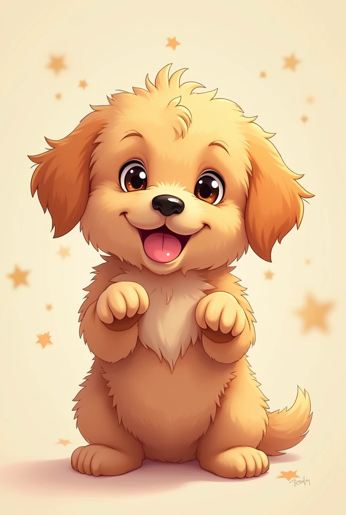 Baby Goldendoodle, One puppy、 official artwork, , , anime style portrait, anime moe art style, 2 d anime style, Cute art style, Stylized anime, Anime Art Style, Anime style. 8K, anime style 4 k, Anime Art Style, digital anime art!!、puppy、fluffly、Baby Goldendoodle、blanche、Vigorous、A charming smile、raise the front paws、dynamicposes、((masterpiece))、(((top-quality))、Chibi Chara、