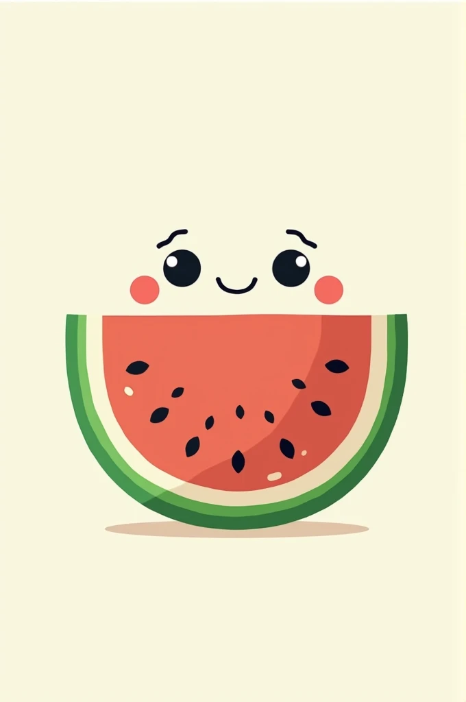Create a logo of watermelon that have face with dot and lines , it should have a cartoonic logo feel , like cocomelon logo
