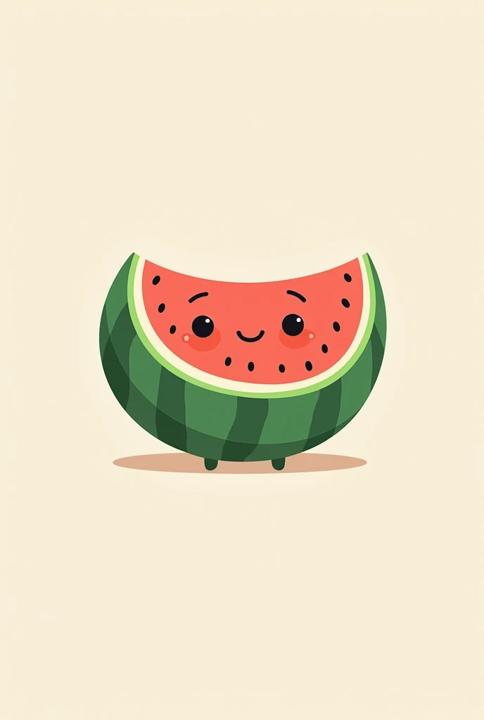 Create a logo of watermelon that have face with dot and lines , it should have a cartoonic logo feel , like cocomelon logo , it should round half of watermelon