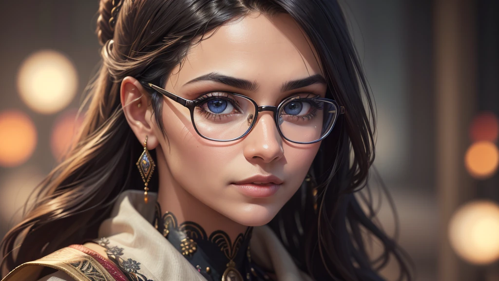 beautiful detailed eyes, beautiful detailed lips, extremely detailed eyes and face, longeyelashes, middle-aged Indian man, glasses, stock market chart, candlestick graph, magnifying glass, (best quality,4k,8k,highres,masterpiece:1.2),ultra-detailed,(realistic,photorealistic,photo-realistic:1.37),HDR,UHD,studio lighting,ultra-fine painting,sharp focus,physically-based rendering,extreme detail description,professional,vivid colors,bokeh,portrait,realism