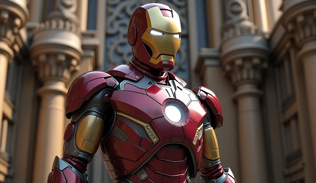 1850's Marvel Avengers character, iron man , vintage iron suit, realistic, realistic character, vintage, vintage character, vintage background, male, avengers tower in background, highly detailed, extremely detailed, 8k, masterpiece, ultra-detailed, photorealistic, hdr, studio lighting, physically-based rendering, extreme detail description, vivid colors, dramatic lighting, cinematic, epic , full body shot