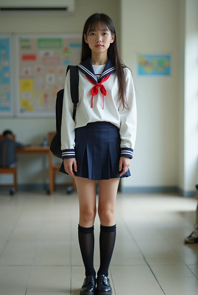 Nude junior high school students wearing school uniforms