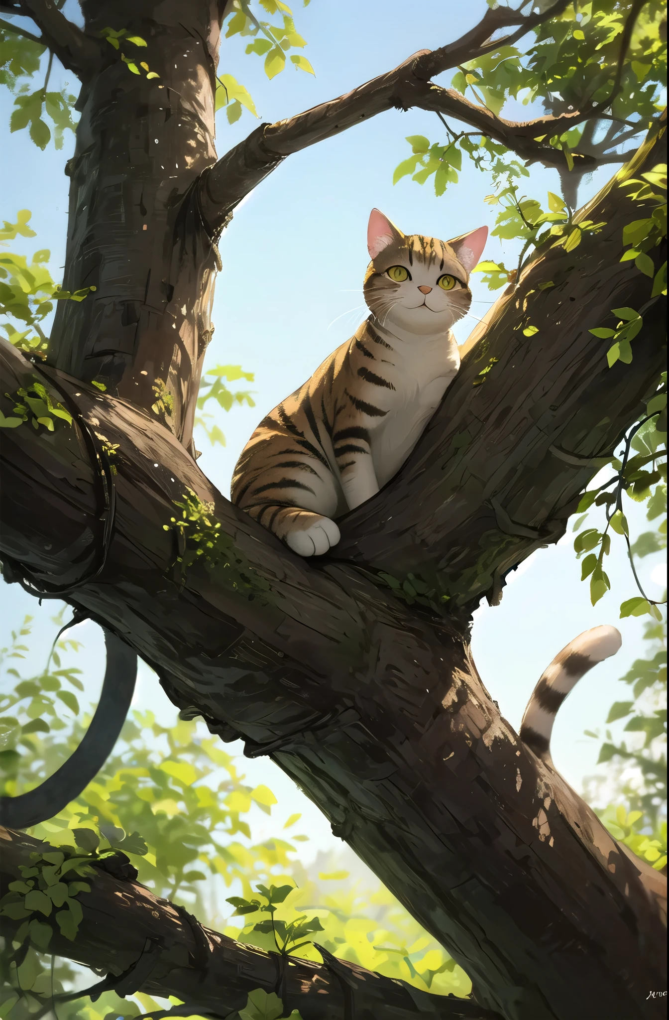 Cat,On the tree,nature