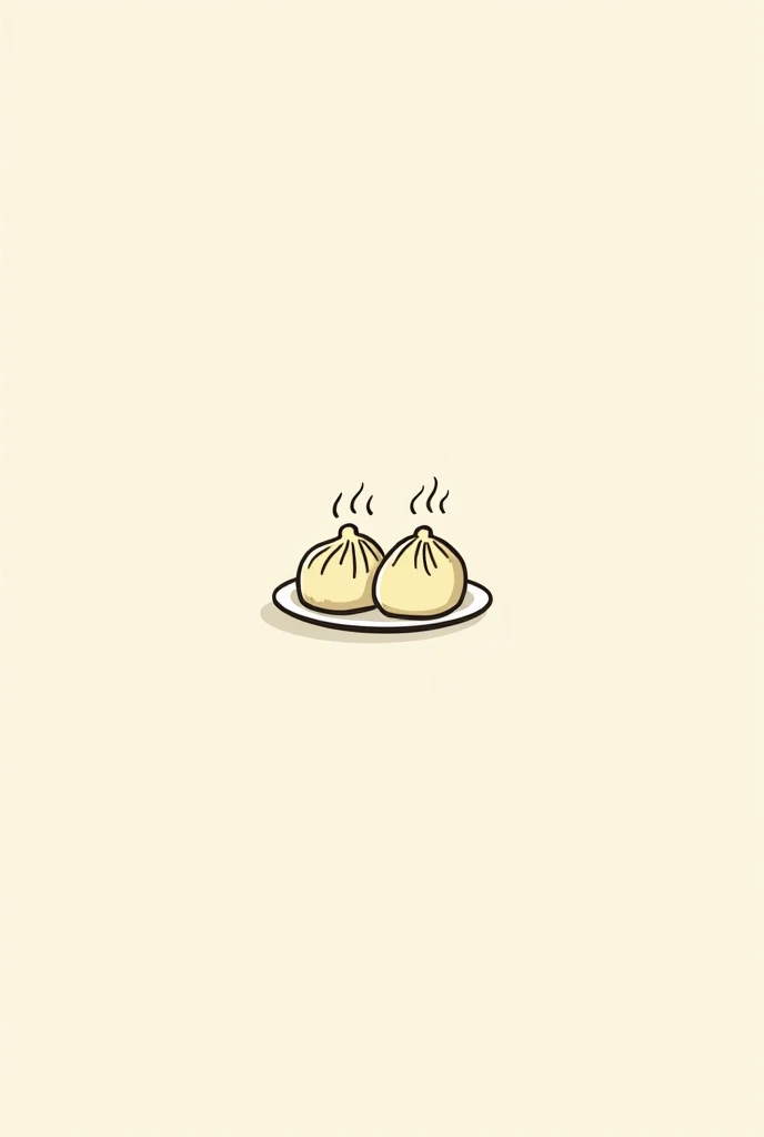2 Momos on a plate illustration thick lines for logo