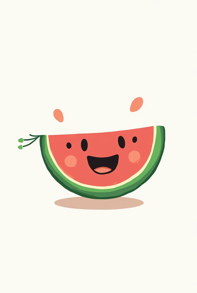 Create a logo of watermelon that have face with dot and lines , it should have a cartoonic logo feel , like cocomelon logo , it should be a whole round half of watermelon , should look similar to cocomelon logo
