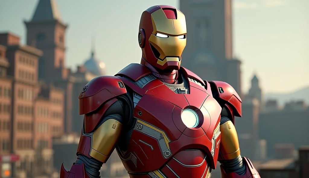 1850's Marvel Avengers character, iron man , vintage iron suit, full body photoshoot, realistic, realistic character, vintage, vintage character, vintage background, male, avengers tower in background, highly detailed, extremely detailed, 8k, masterpiece, ultra-detailed, photorealistic, hdr, studio lighting, physically-based rendering, extreme detail description, vivid colors, dramatic lighting, cinematic, epic
