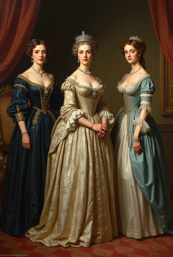 Make portrait of Queen Charrlotte, Lady Danburry, and Lady Bridgerton